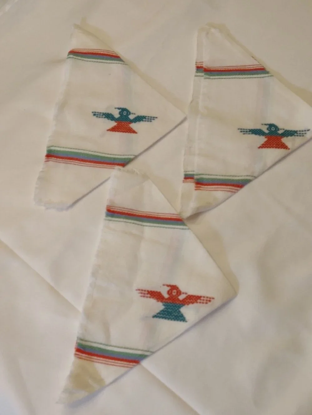 Vintage White Handcrafted Woven & Embroidered Napkins and Tablecloth/Runner Set